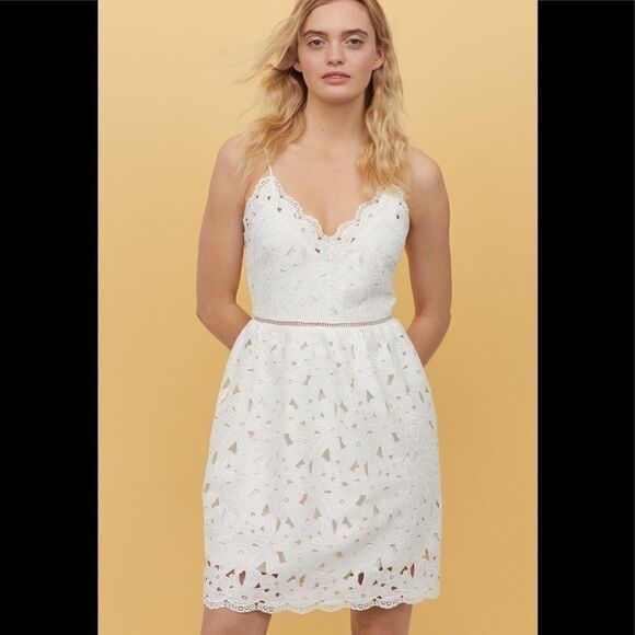 H&M Lace Embroidered Dress White - Picture 1 of 4